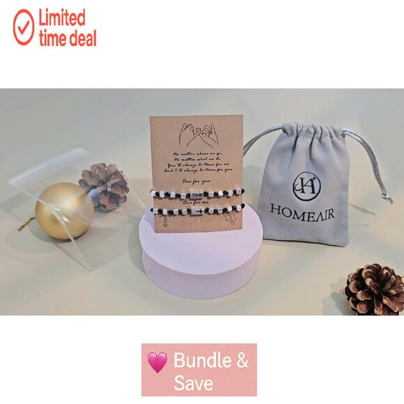 Adjustable Cross Bracelet Set, Copper & Silver Beads, Mother Daughter Gift - Picture 8 of 8